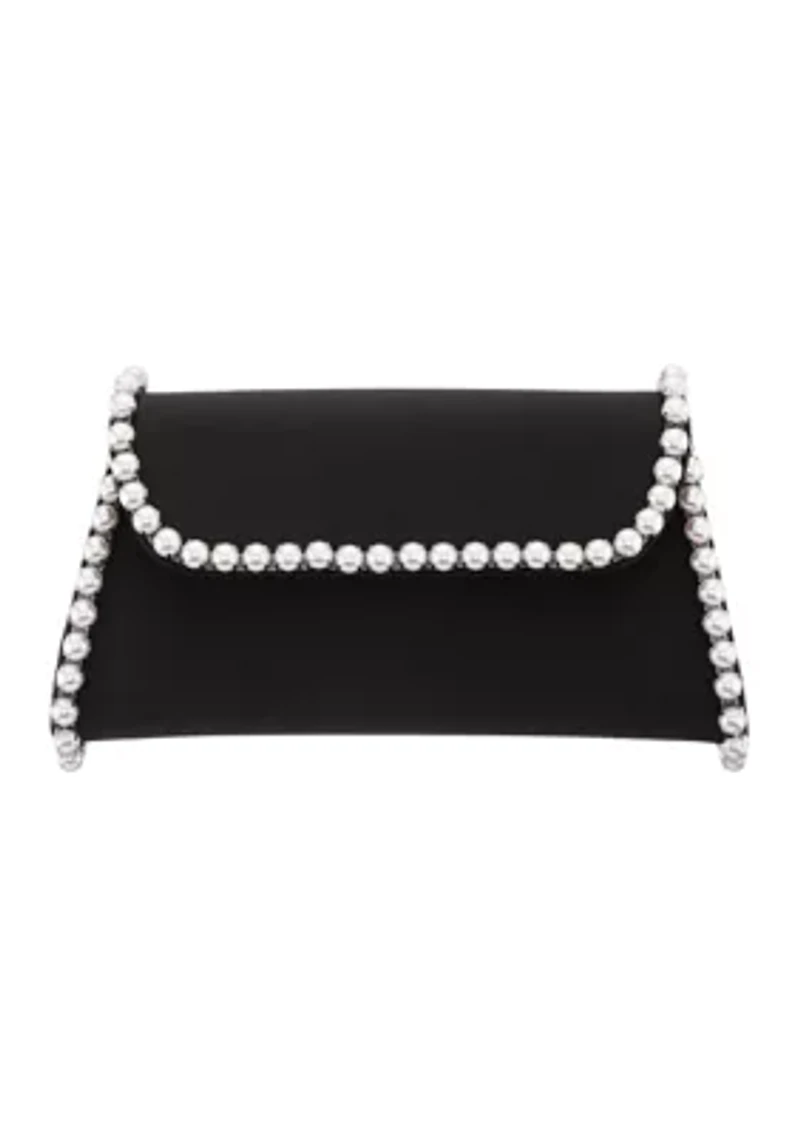 Pearl Trim Flap Clutch