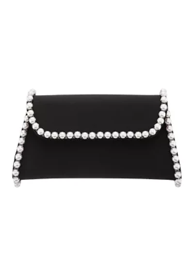 Pearl Trim Flap Clutch