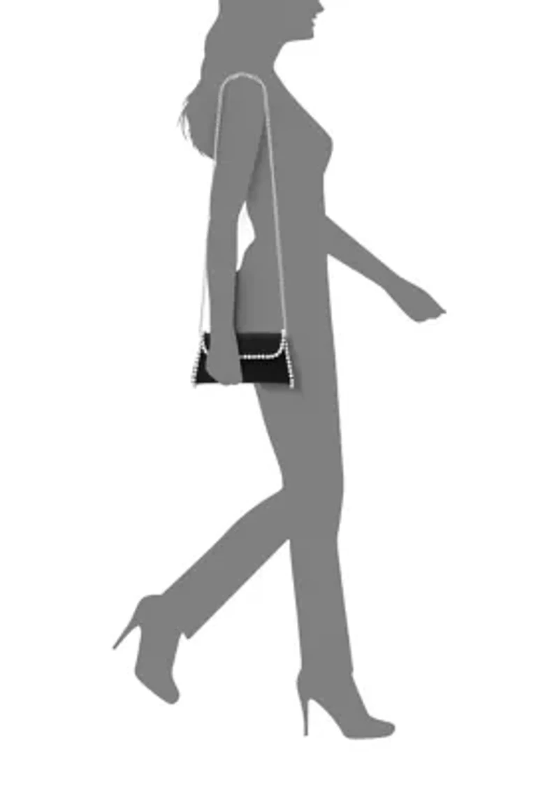 Pearl Trim Flap Clutch