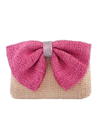 Tweed Straw Bow Bag