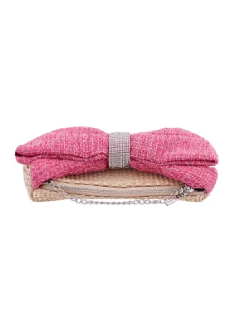 Tweed Straw Bow Bag