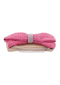 Tweed Straw Bow Bag