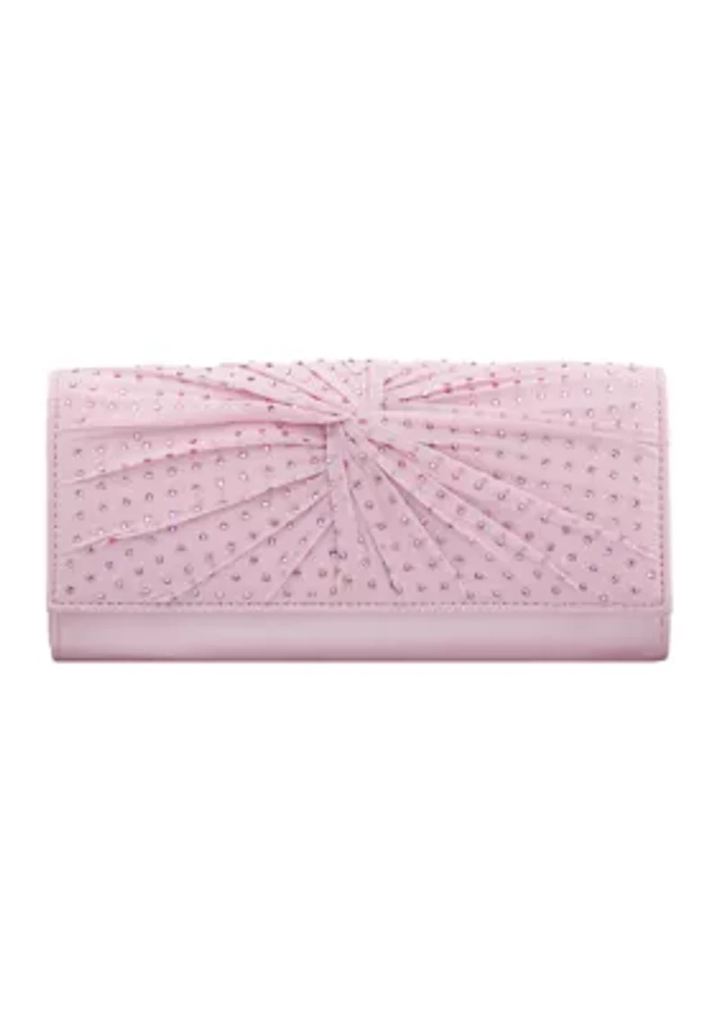 Chiffon Twist Crystal Flap Clutch