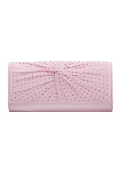 Chiffon Twist Crystal Flap Clutch