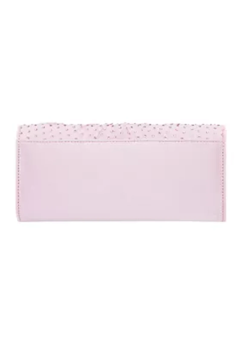 Chiffon Twist Crystal Flap Clutch