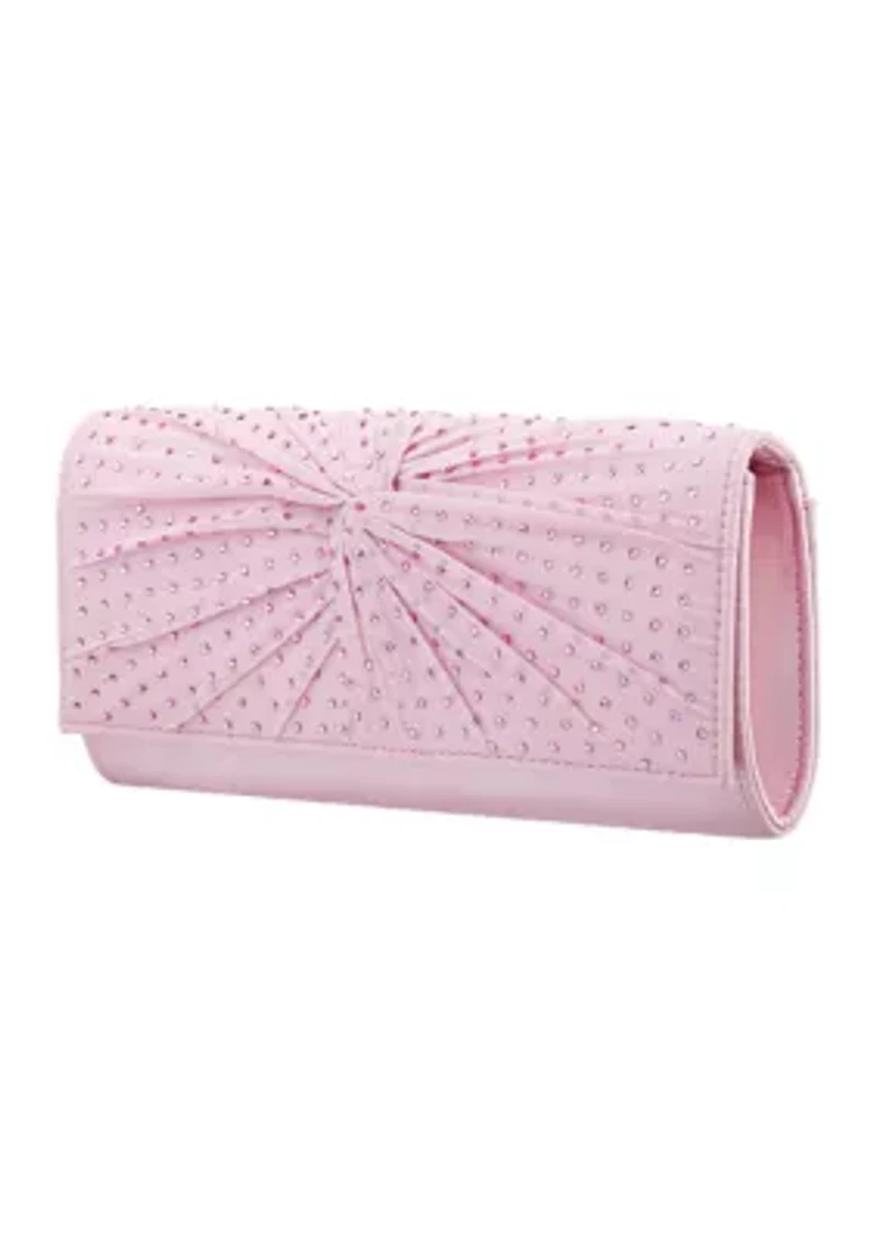 Chiffon Twist Crystal Flap Clutch