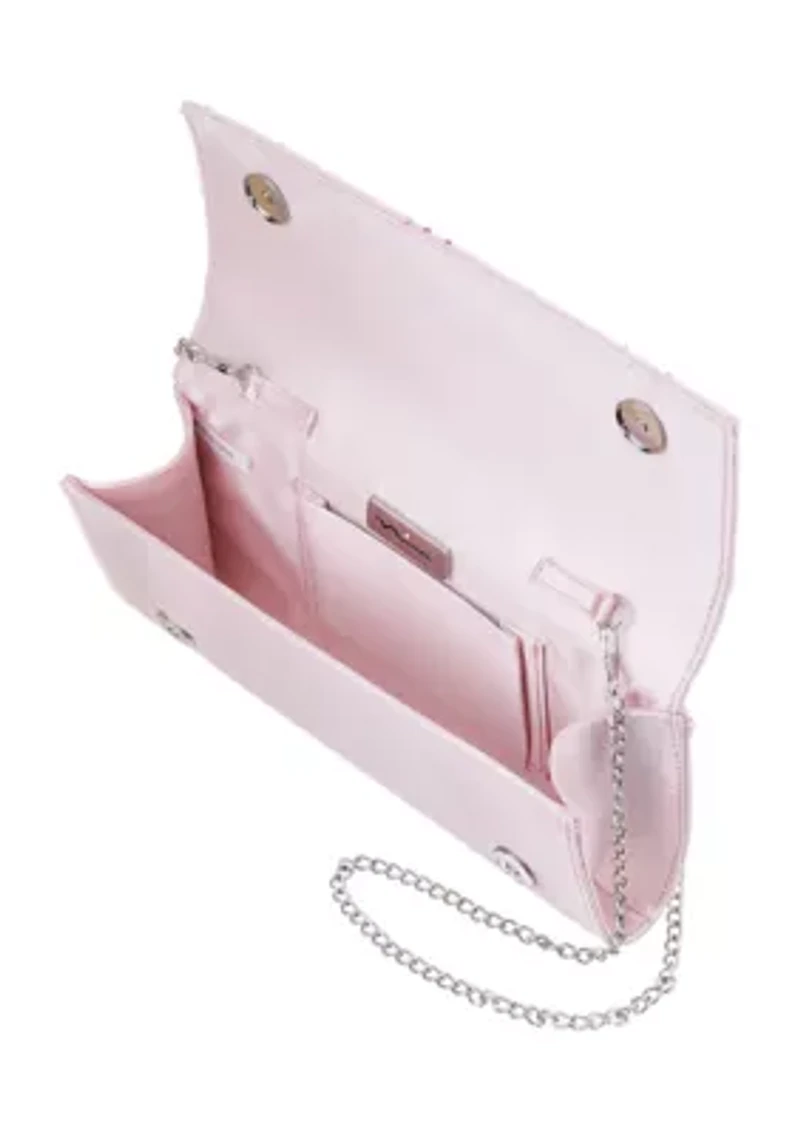 Chiffon Twist Crystal Flap Clutch