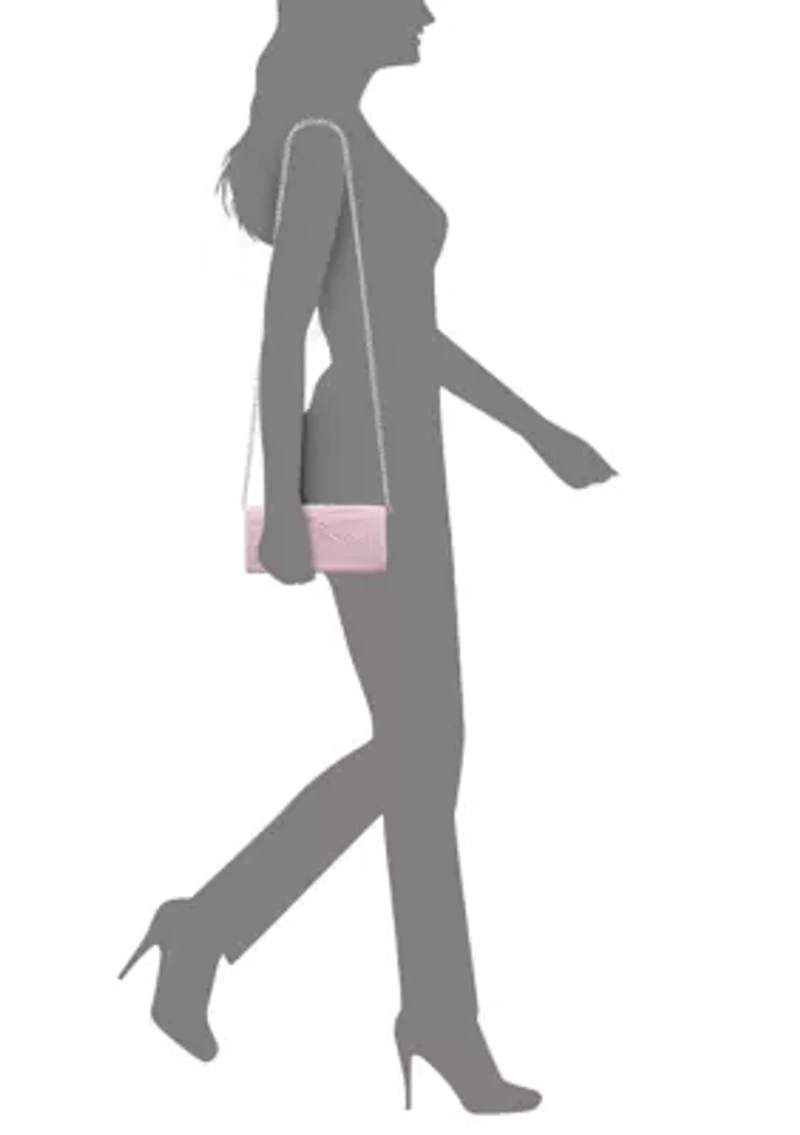 Chiffon Twist Crystal Flap Clutch