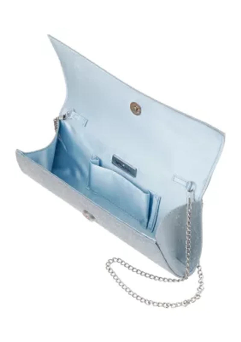 Curved Flat Slim Glitter Clutch