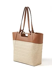 Double Handle Tote with Metal Bar
