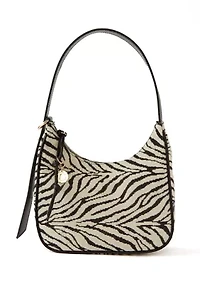 Zebra Canvas Shoulder Bag with Charms
