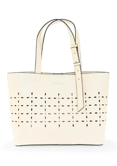 Laser Cut Tote with Straw Clutch