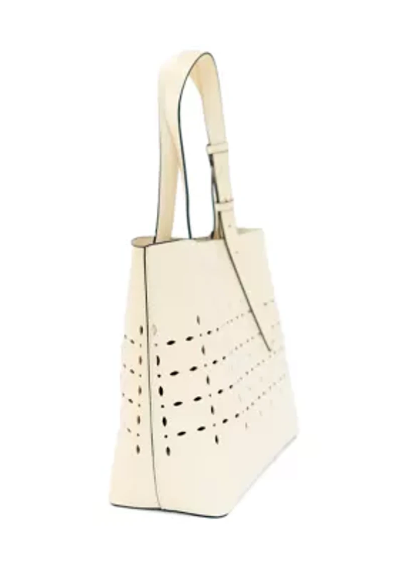 Laser Cut Tote with Straw Clutch