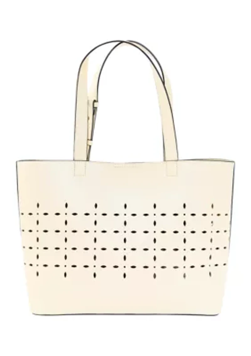 Laser Cut Tote with Straw Clutch