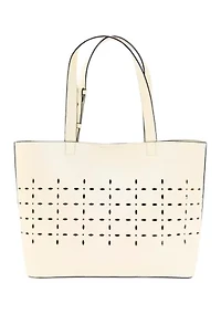 Laser Cut Tote with Straw Clutch
