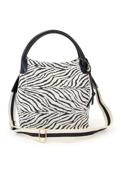 Zebra Canvas Hobo Bag with Charms