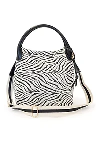 Zebra Canvas Hobo Bag with Charms