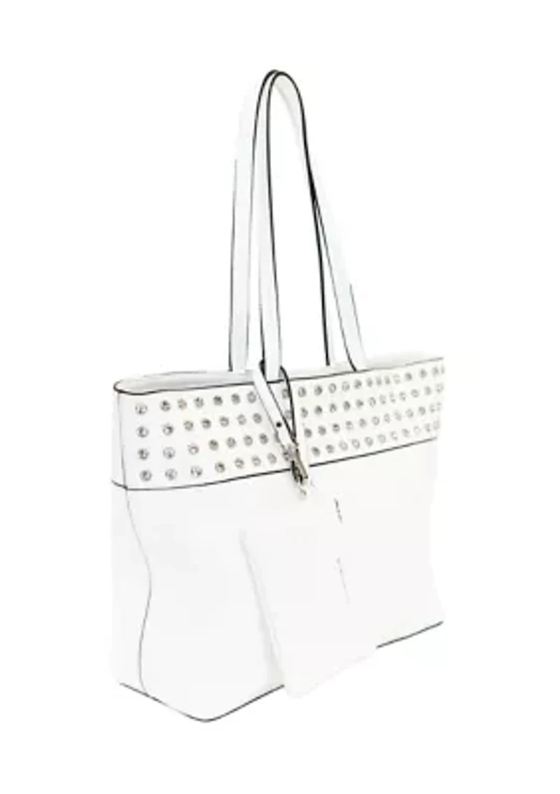 Rhinestone Studded Trim Tote Bag