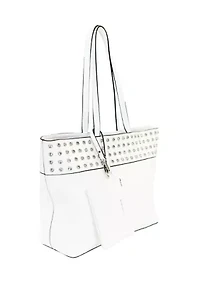 Rhinestone Studded Trim Tote Bag