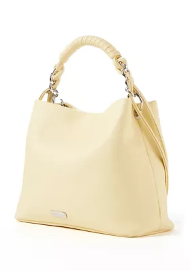 Woven Chain Top Handle Bucket Bag