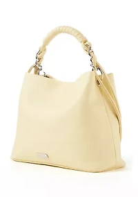 Woven Chain Top Handle Bucket Bag