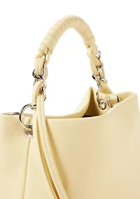 Woven Chain Top Handle Bucket Bag