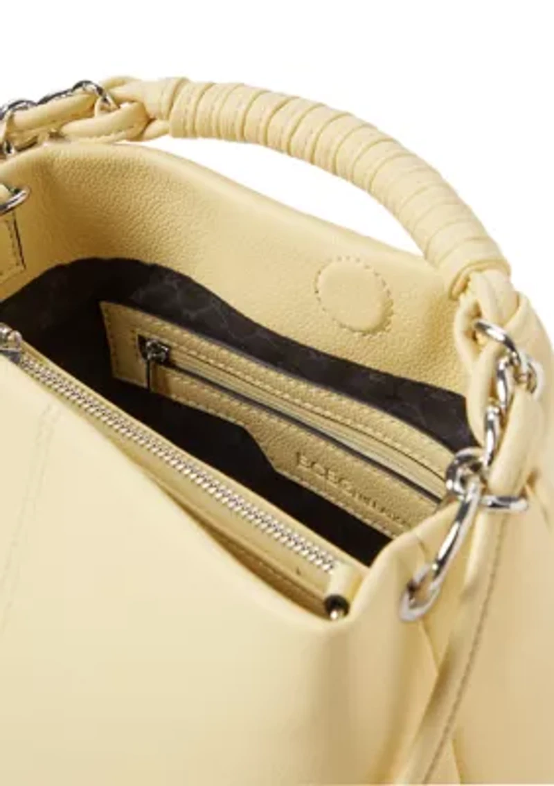 Woven Chain Top Handle Bucket Bag