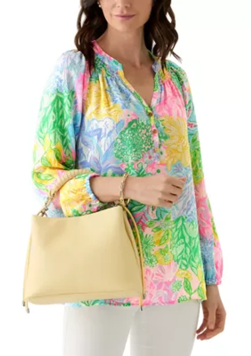 Woven Chain Top Handle Bucket Bag