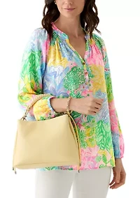Woven Chain Top Handle Bucket Bag