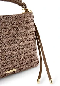 Straw Satchel with Woven Chain Handle
