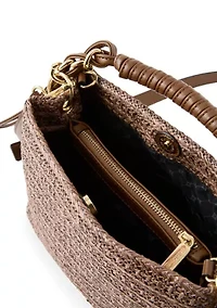 Straw Satchel with Woven Chain Handle