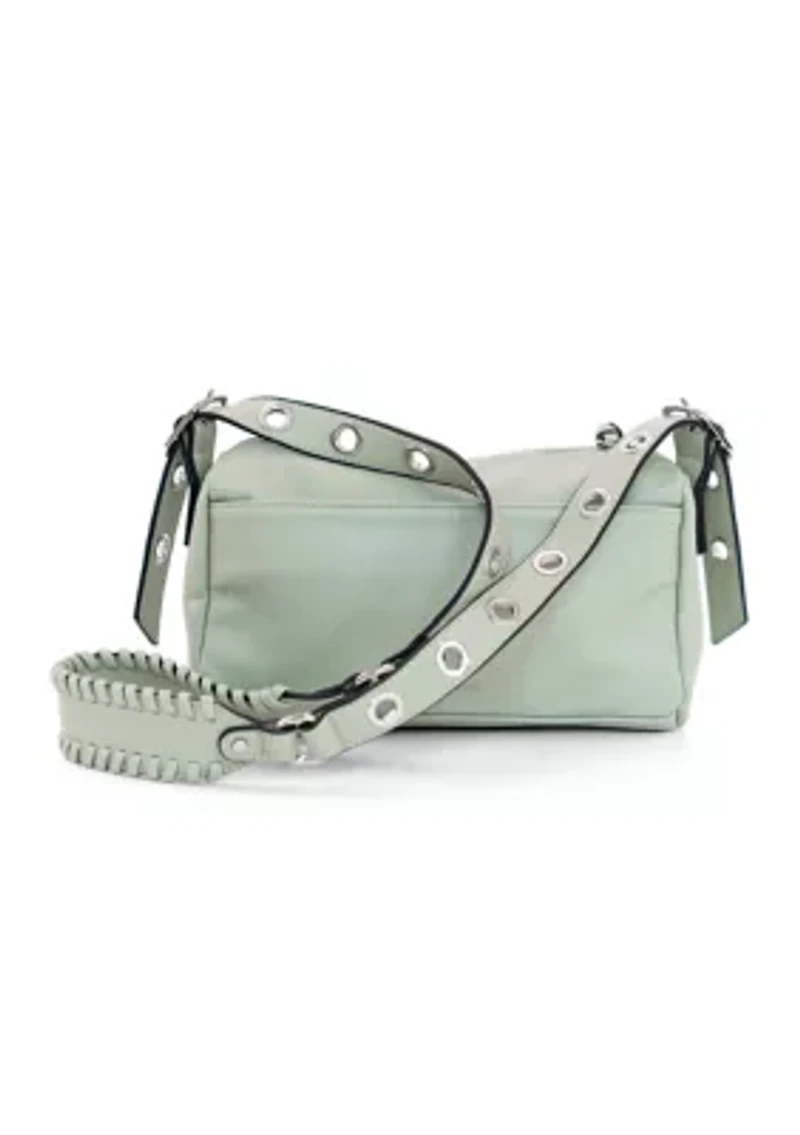 Boxy Shoulder Bag with Whipstitched Buckle Strap