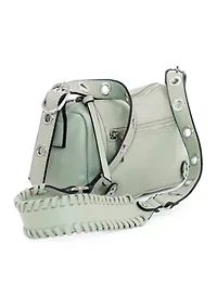 Boxy Shoulder Bag with Whipstitched Buckle Strap