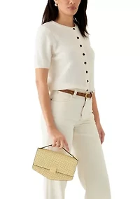 Lasercut Geo Top Handle Crossbody Bag