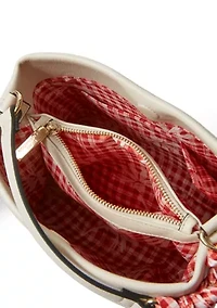 Double Compartment Satchel with Woven Chainhandle