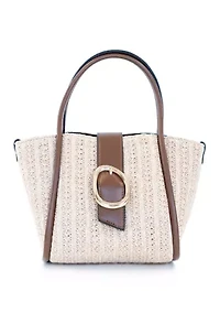Straw Top Handle Buckle Crossbody Bag
