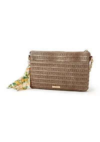 Double Compartment Top Zip Crossbody Bag with Scarf