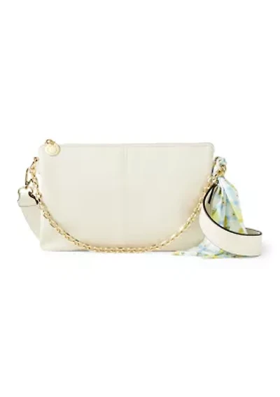 Double Compartment Top Zip Crossbody Bag with Scarf