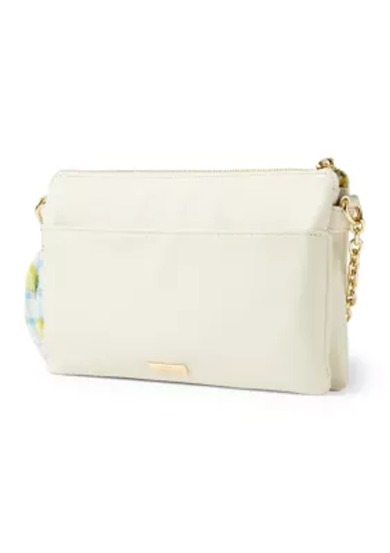 Double Compartment Top Zip Crossbody Bag with Scarf