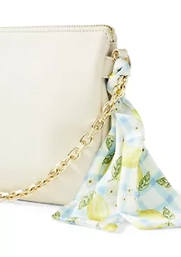 Double Compartment Top Zip Crossbody Bag with Scarf