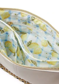 Double Compartment Top Zip Crossbody Bag with Scarf