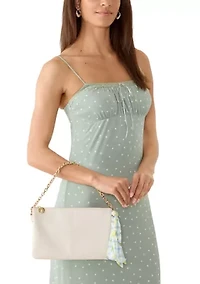 Double Compartment Top Zip Crossbody Bag with Scarf