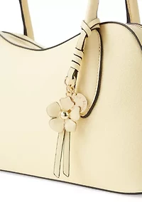 Satchel Bag with Enamel Flower Hang Off