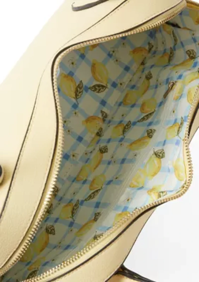 Satchel Bag with Enamel Flower Hang Off