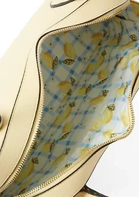 Satchel Bag with Enamel Flower Hang Off