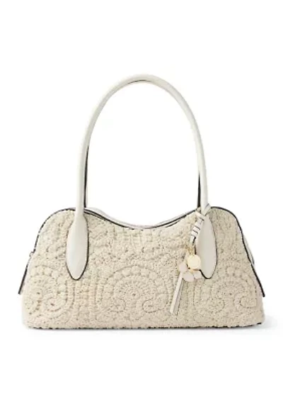 Satchel Bag wth Enamel Flower Hang Off