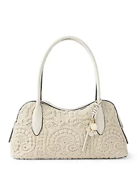 Satchel Bag wth Enamel Flower Hang Off