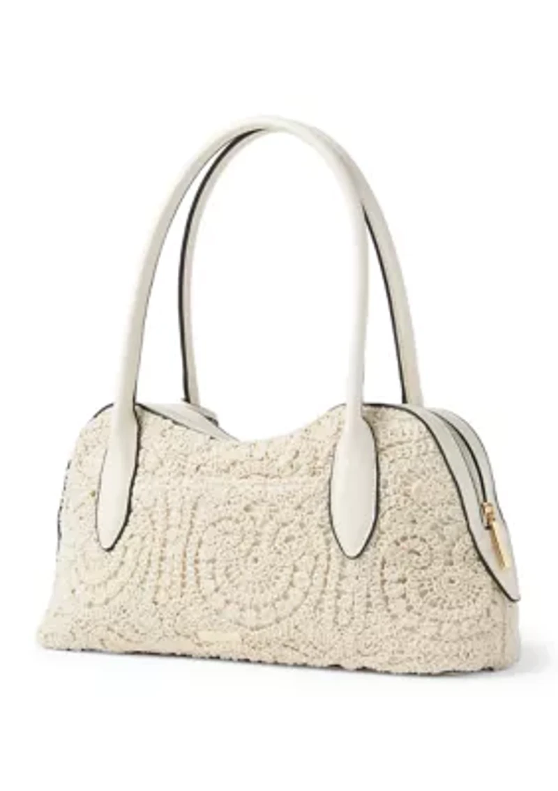 Satchel Bag wth Enamel Flower Hang Off