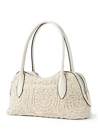 Satchel Bag wth Enamel Flower Hang Off