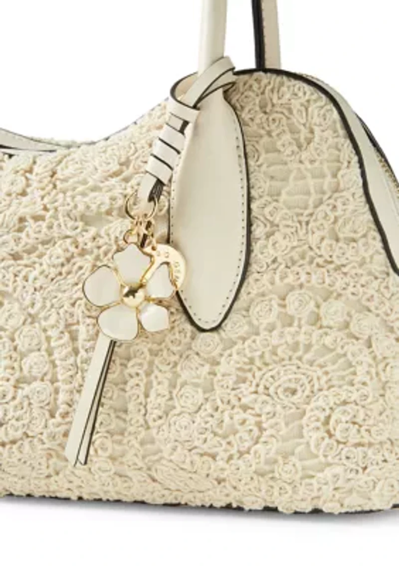 Satchel Bag wth Enamel Flower Hang Off